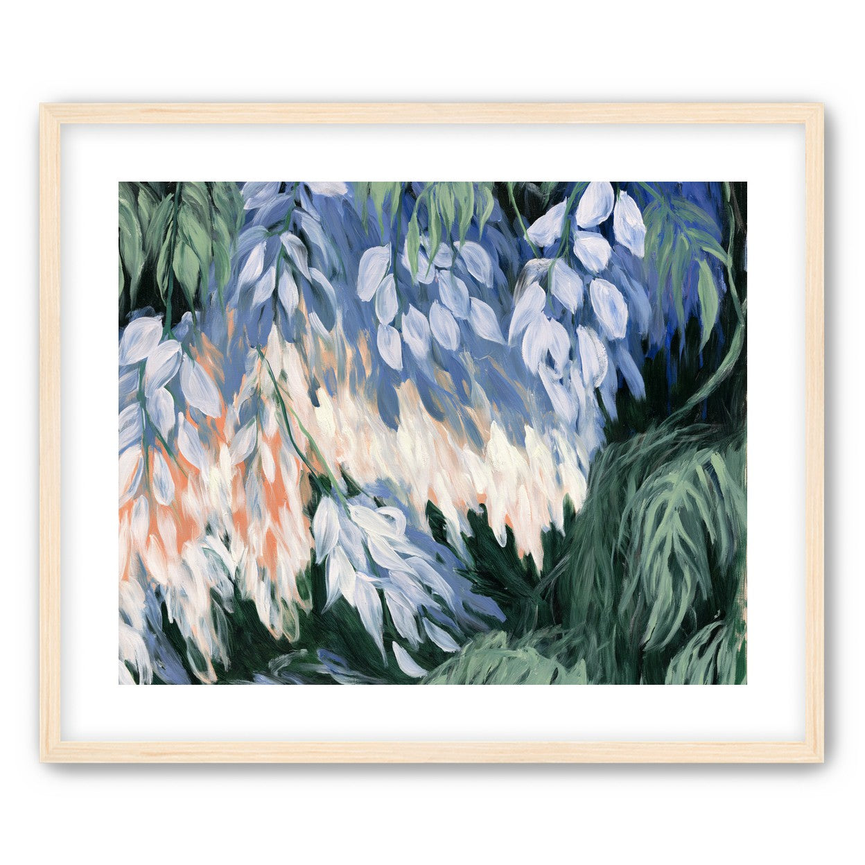 White blossoms in blue shade