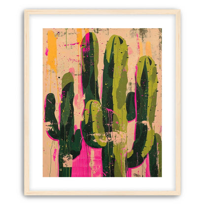 Cacti within pink drips