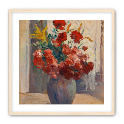 Flowers within a tall vase