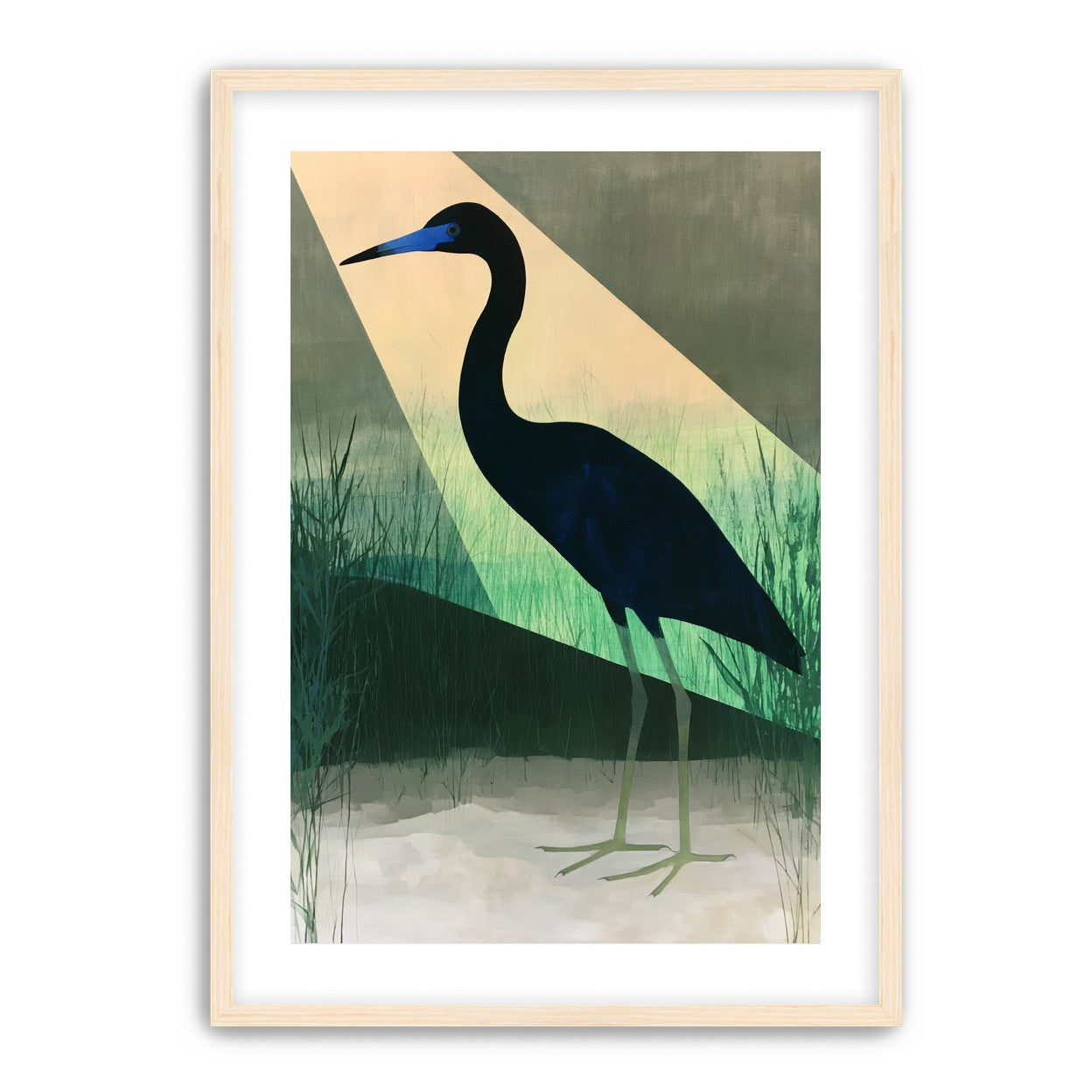 Blue beak in green light