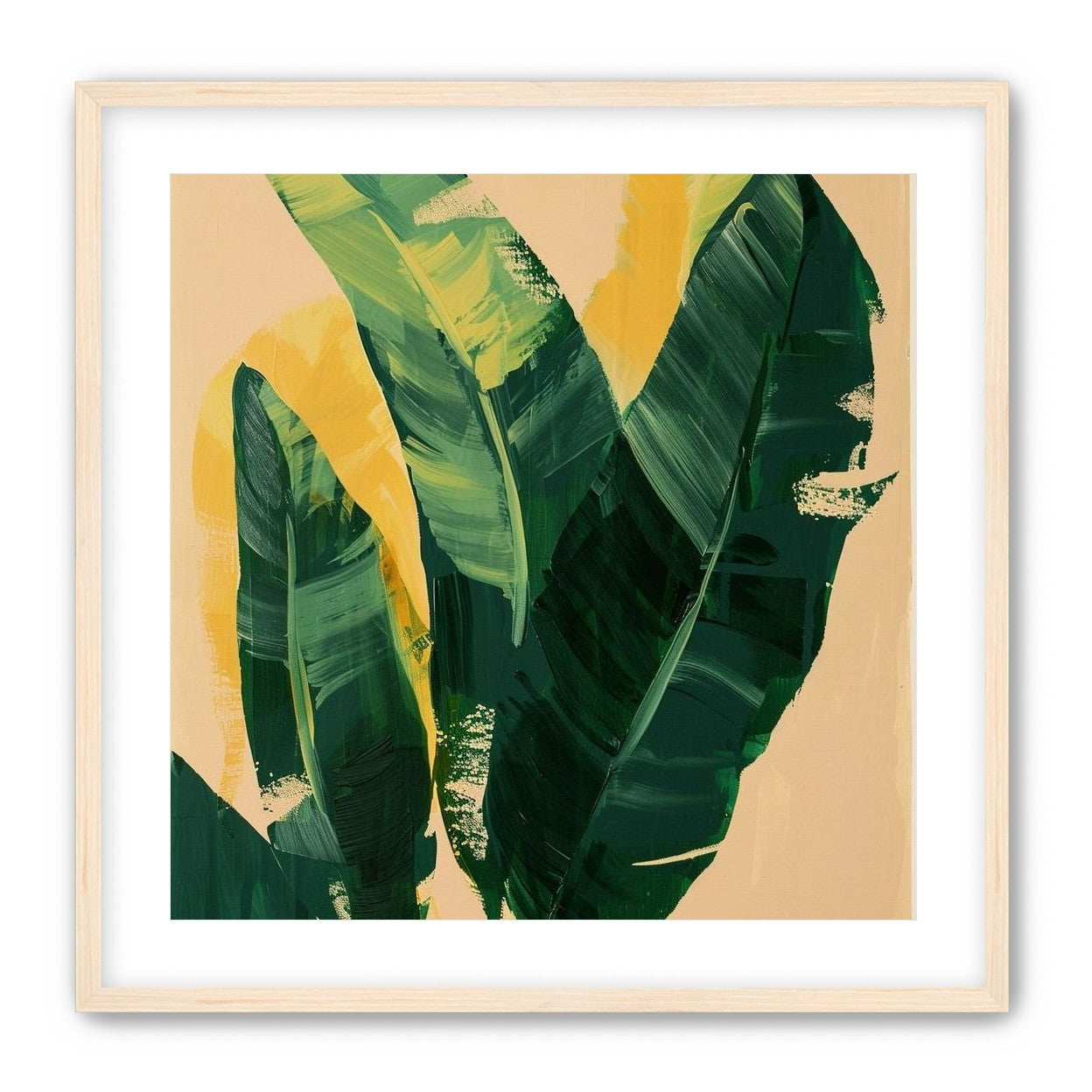 Green leaves in warm haze