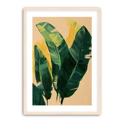 Green leaves in warm haze