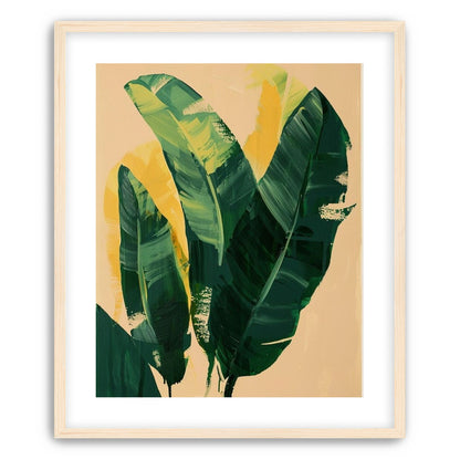 Green leaves in warm haze