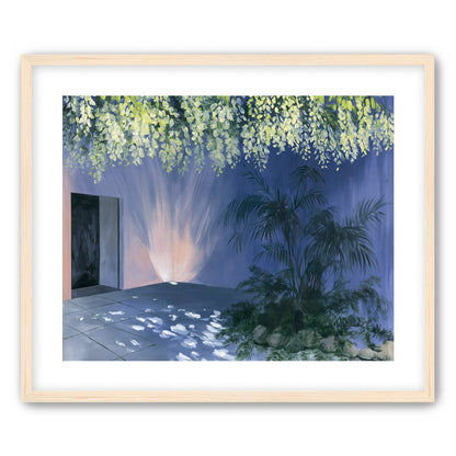 Light beneath hanging blossoms