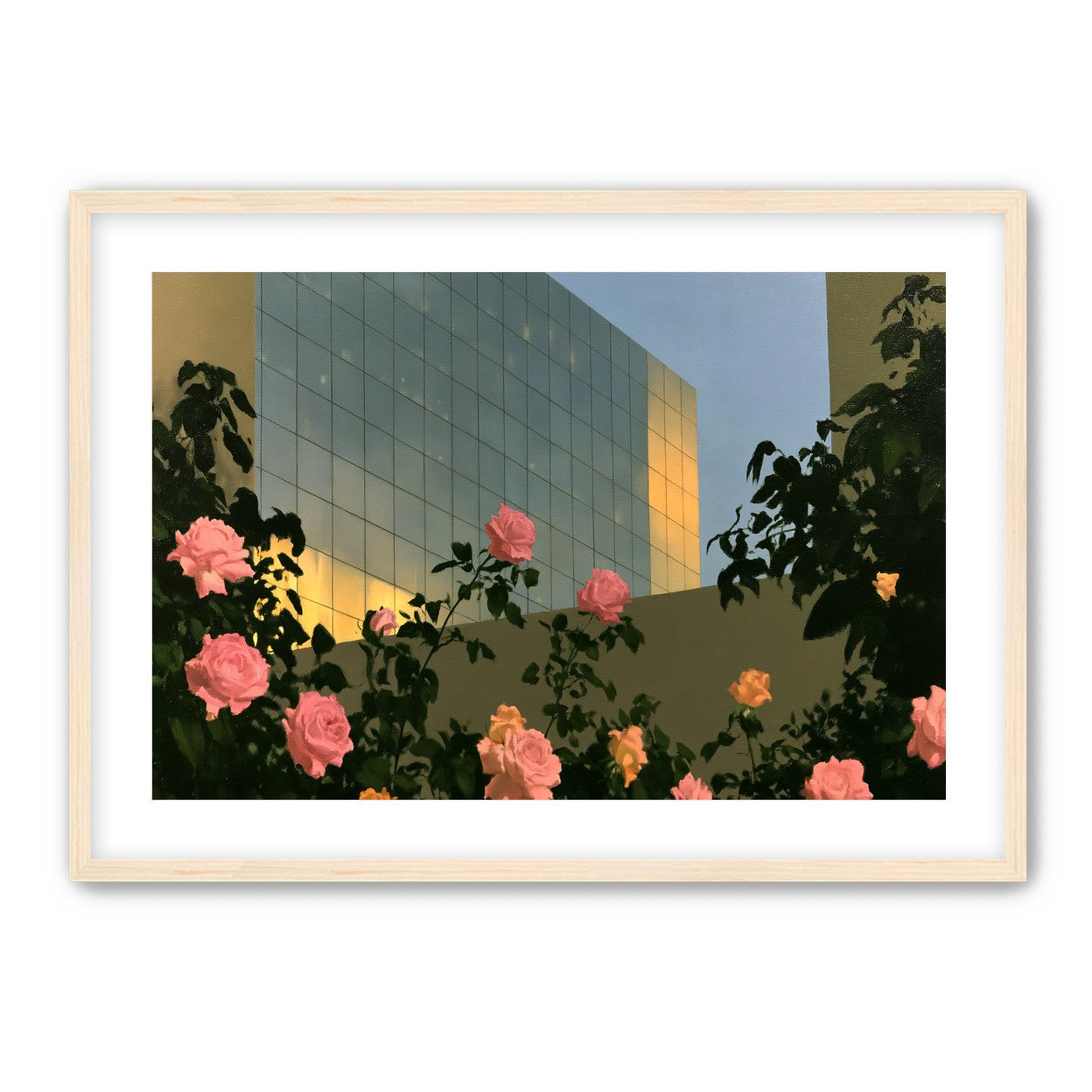 Roses against the glass wall