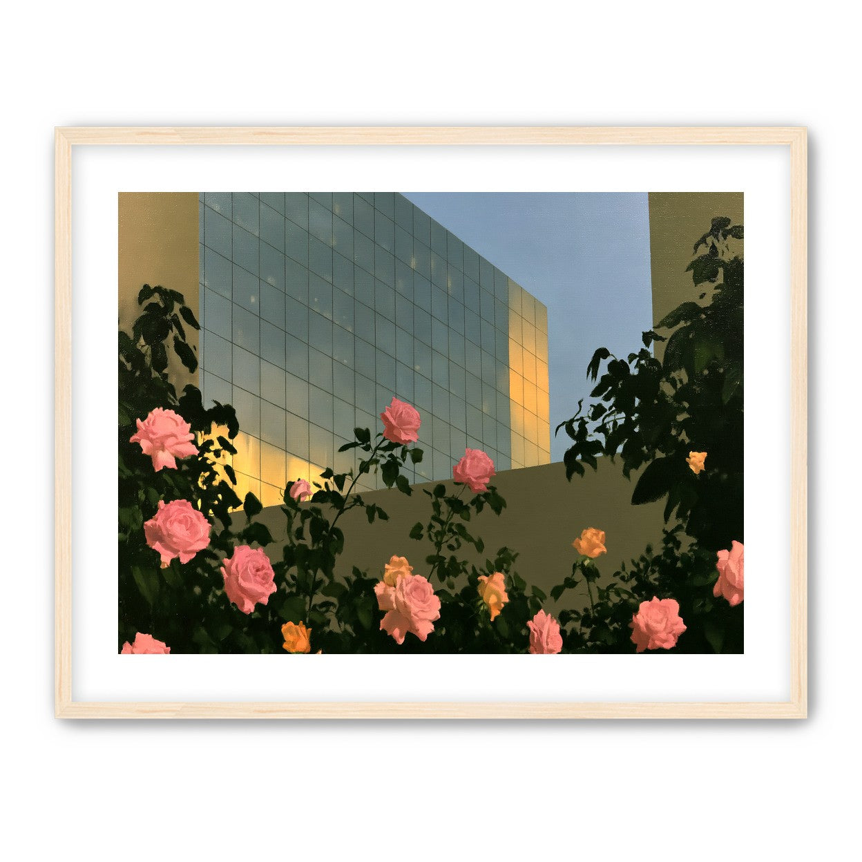 Roses against the glass wall