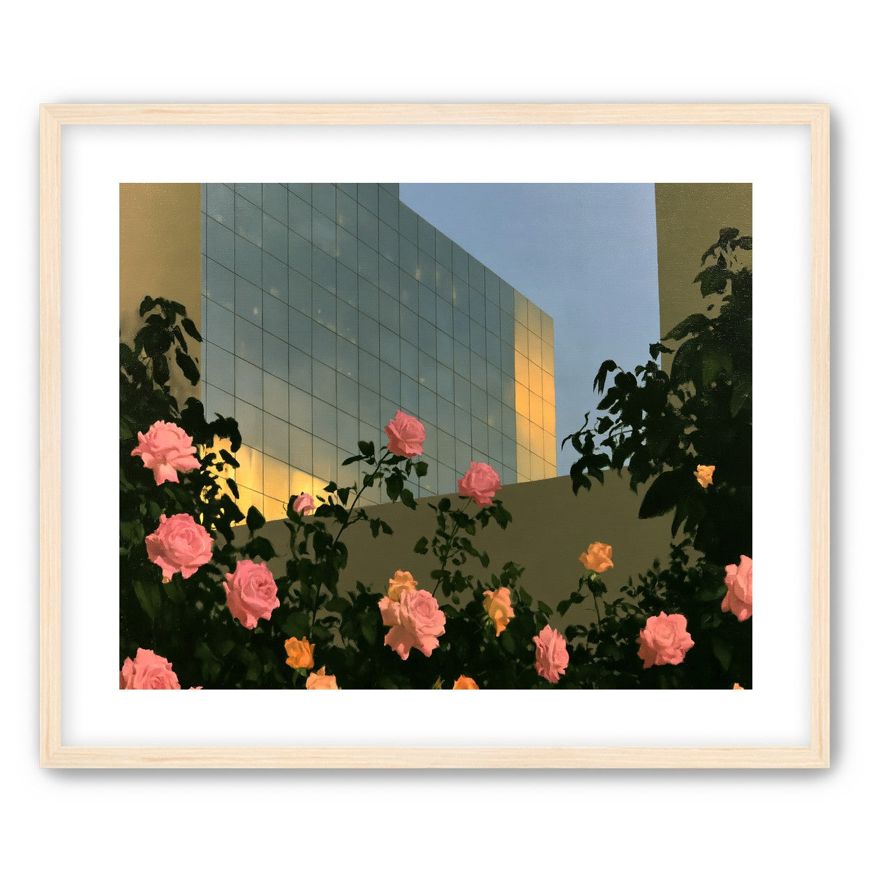 Roses against the glass wall