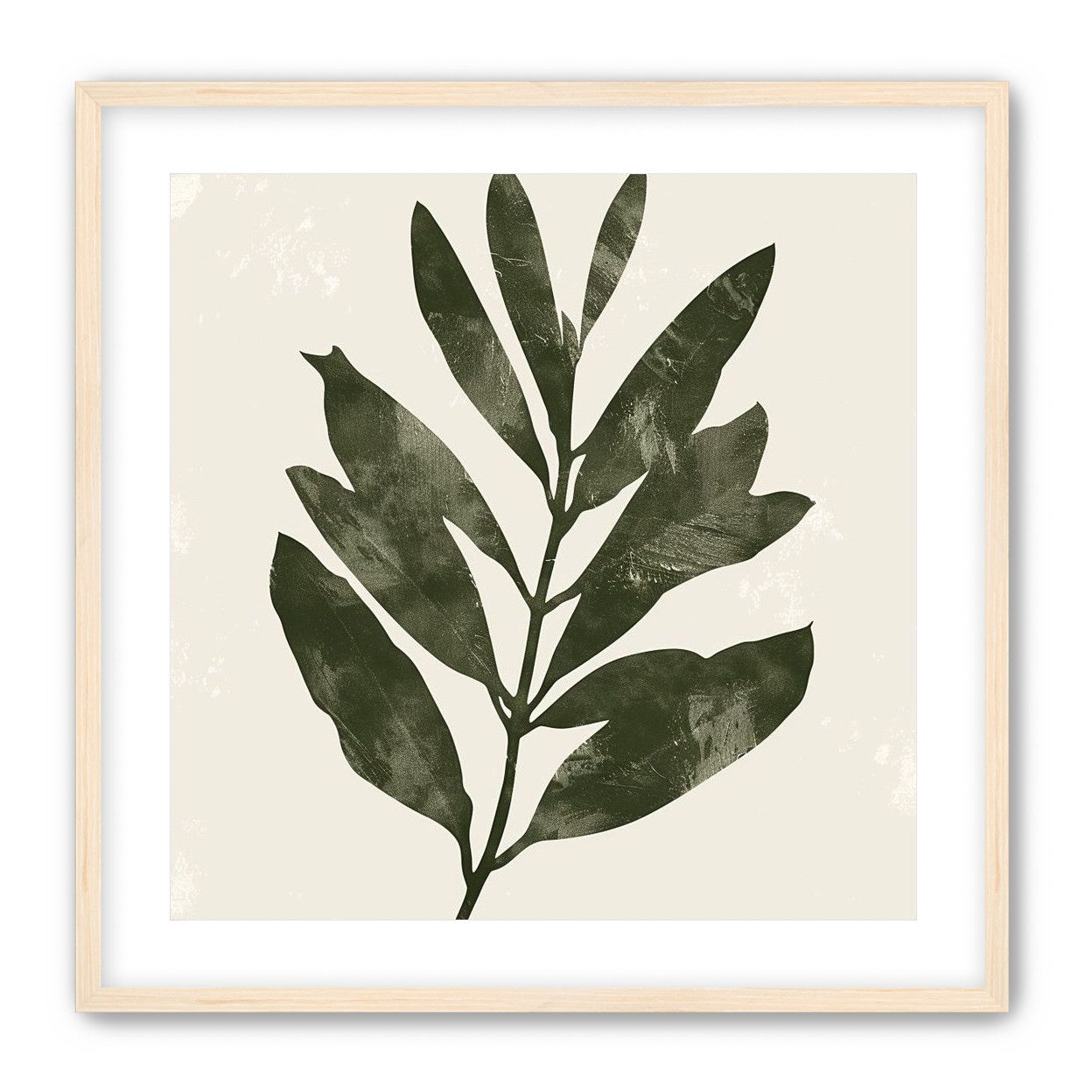 Still branch on pale paper