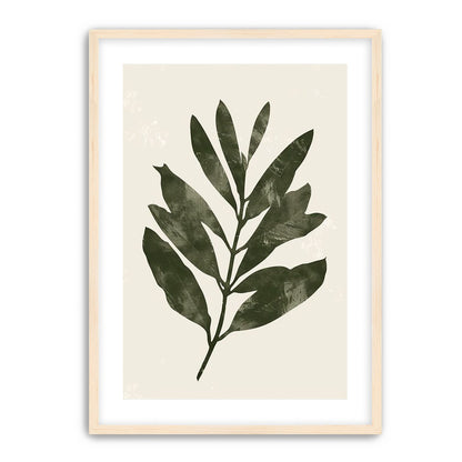 Still branch on pale paper