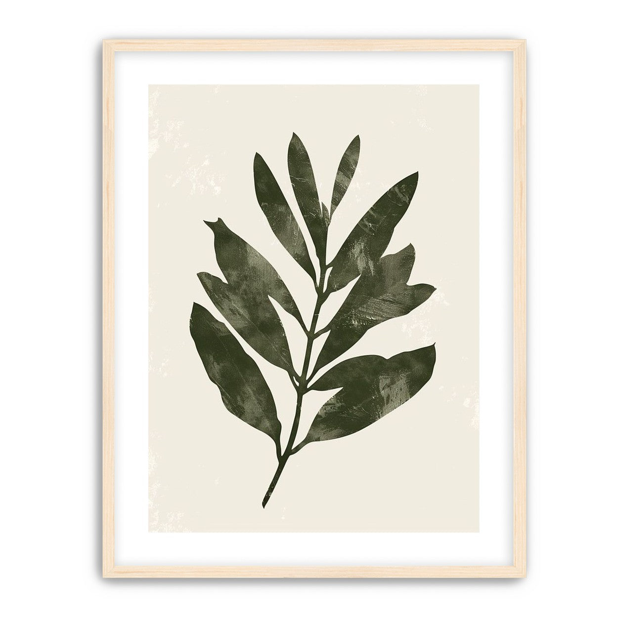 Still branch on pale paper