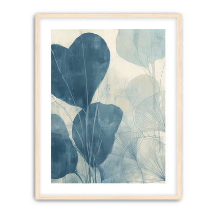 Leaves among pale blue space