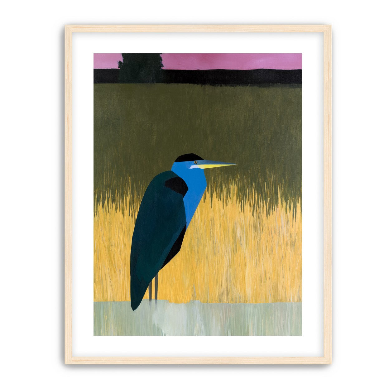 Blue bird in yellow grass