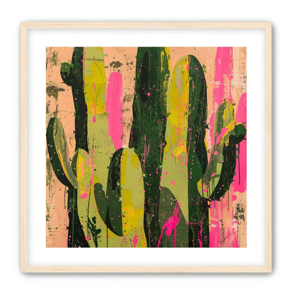 Cacti among pink splatters
