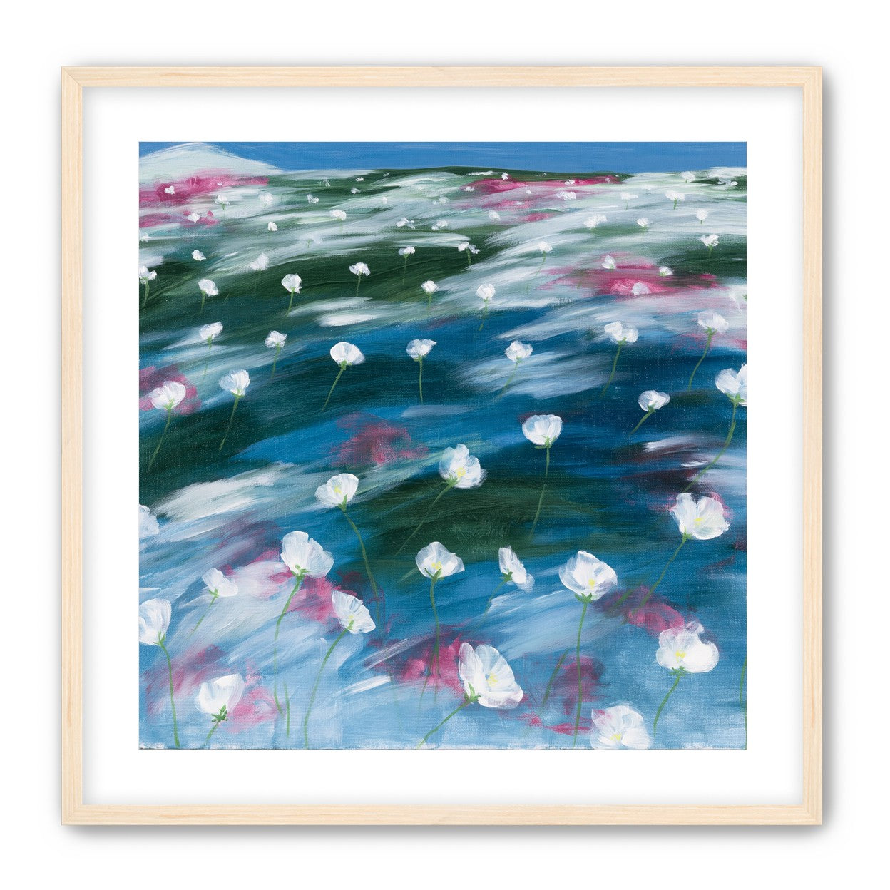 White flowers in windblown hills