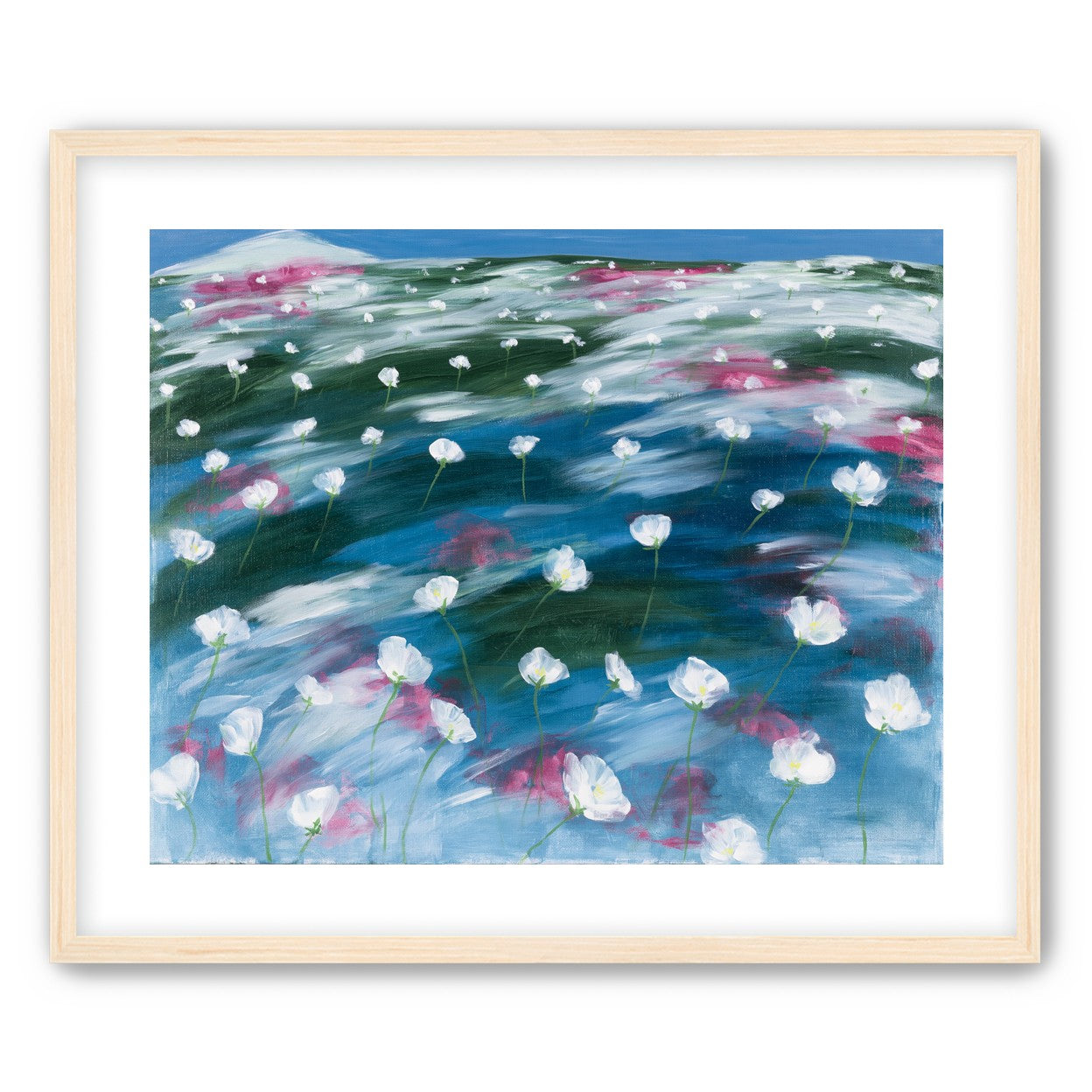 White flowers in windblown hills