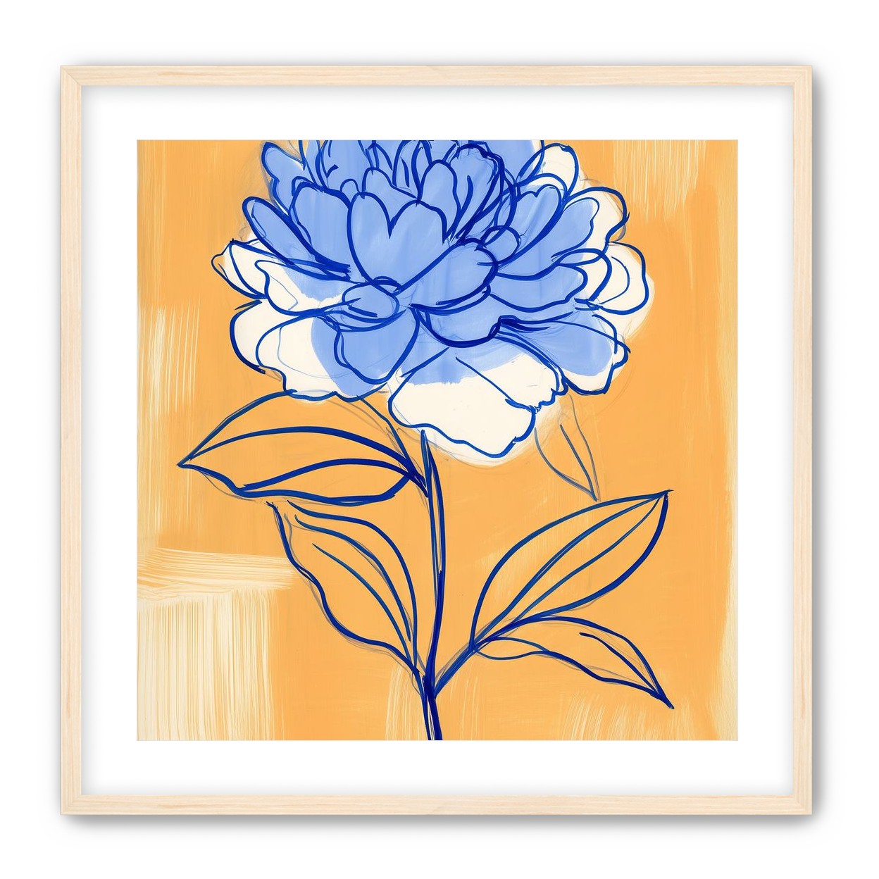 Blue Flower on Orange Field