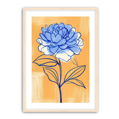 Blue Flower on Orange Field