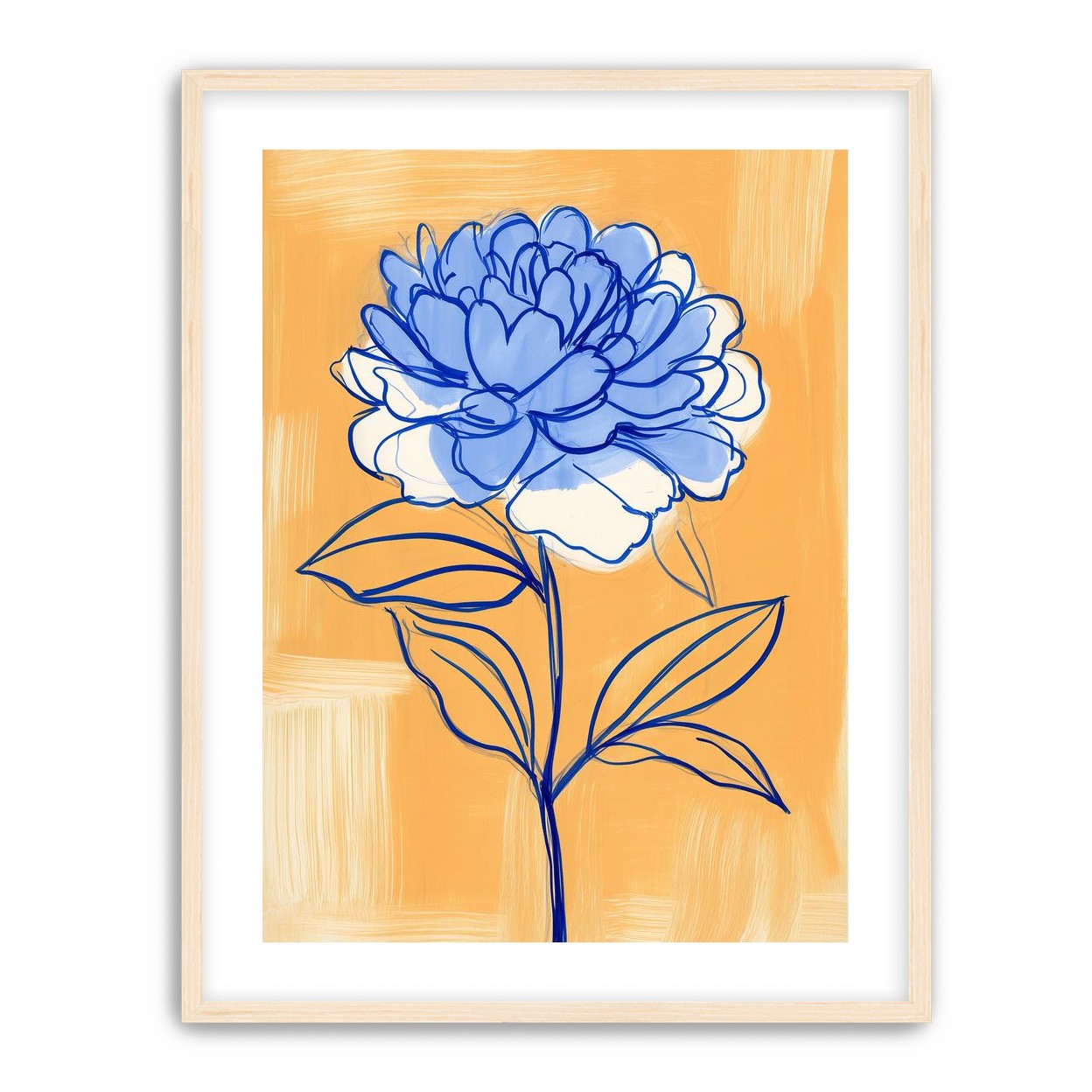 Blue Flower on Orange Field