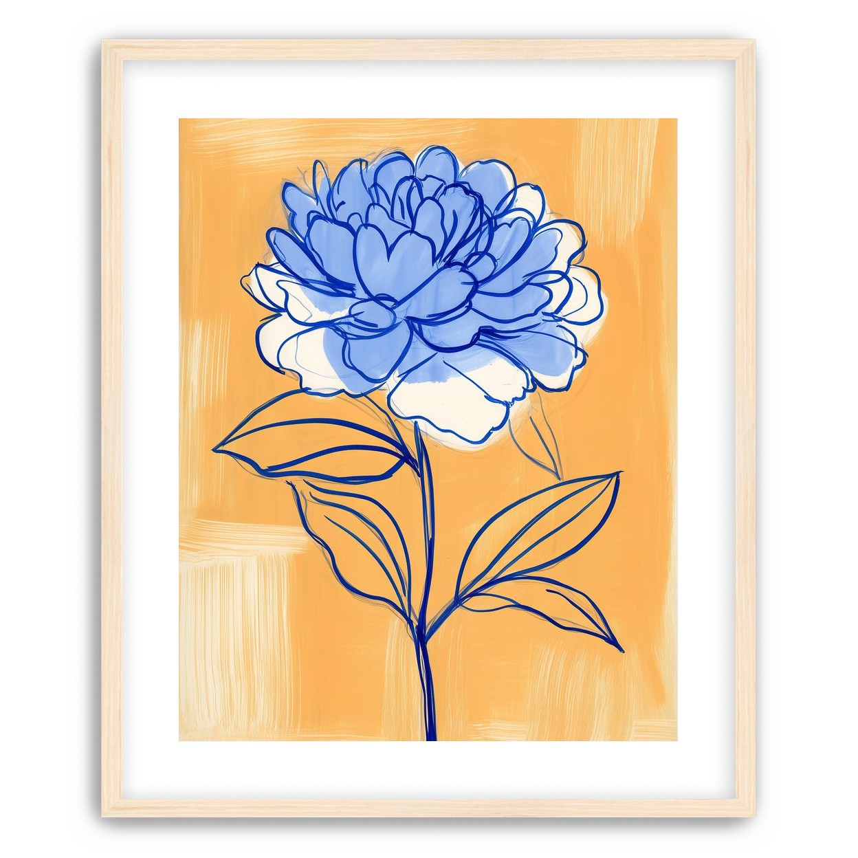 Blue Flower on Orange Field