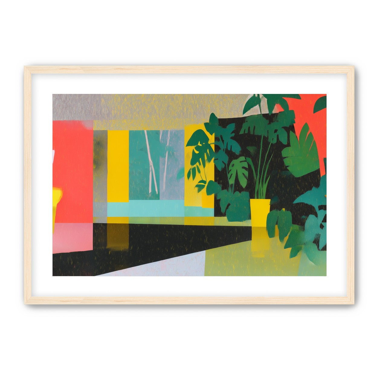 Green leaves in red light