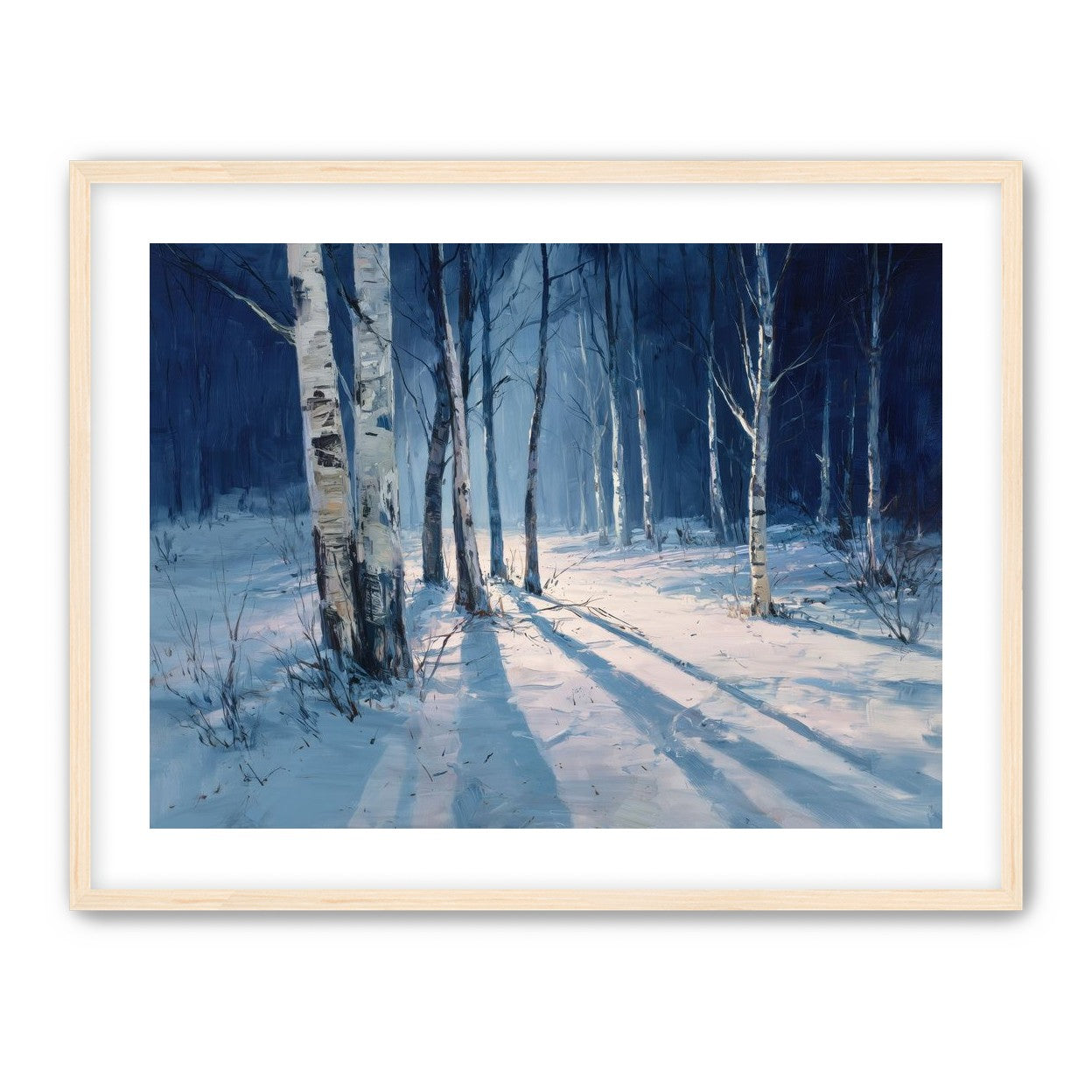 Snow Shadows Between Trunks