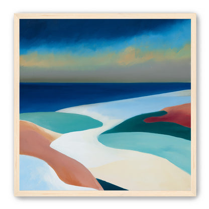 Sandbars under a heavy blue sky