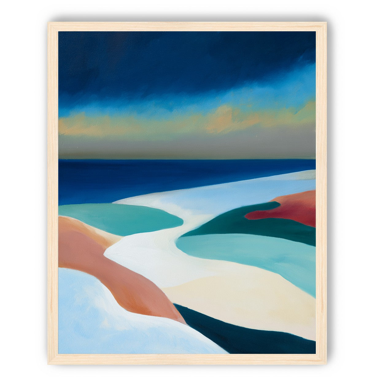Sandbars under a heavy blue sky