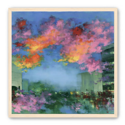 Neon clouds over rooftops