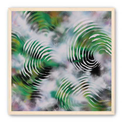 White haze over green spirals