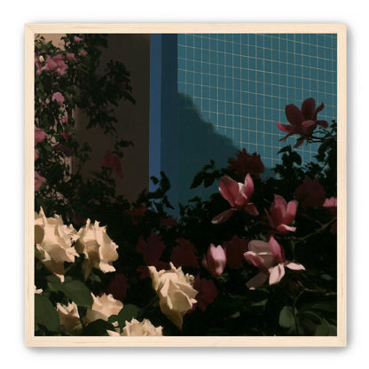 Flowers beneath the tiled wall