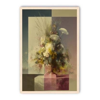 Vase of flowers within panes