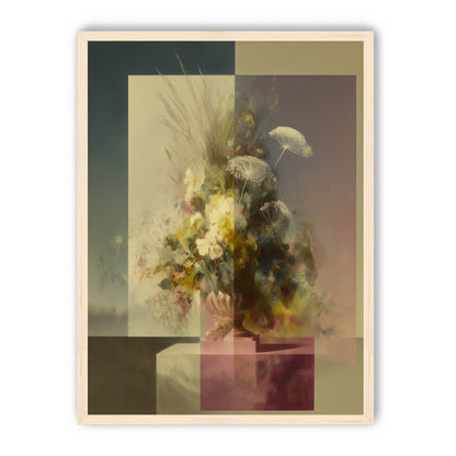 Vase of flowers within panes