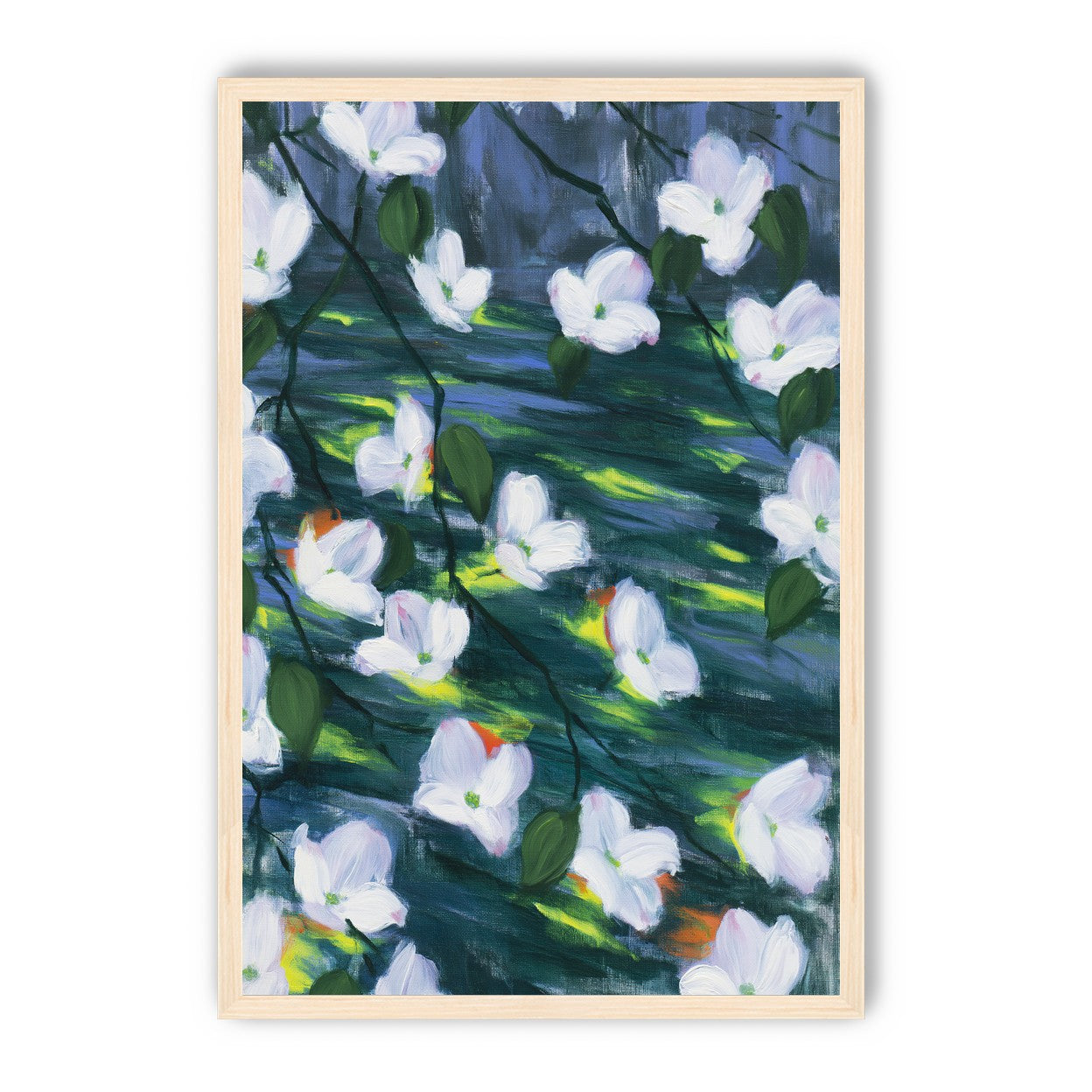 White blossoms on dark water