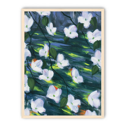 White blossoms on dark water