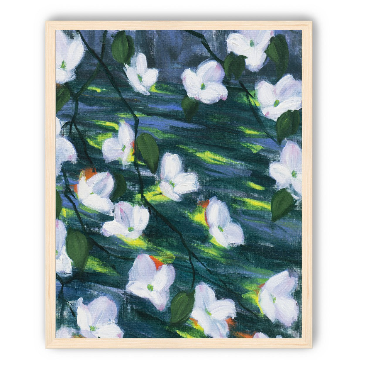 White blossoms on dark water