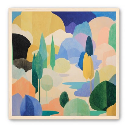 Ponds among pastel hills