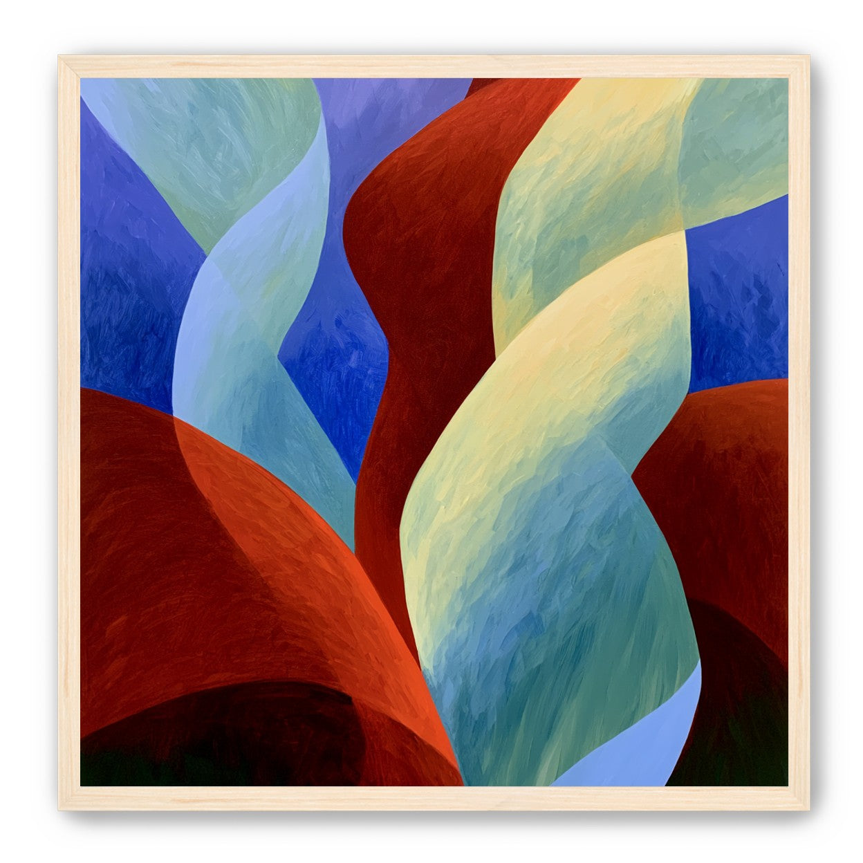 Red slips through cool blues