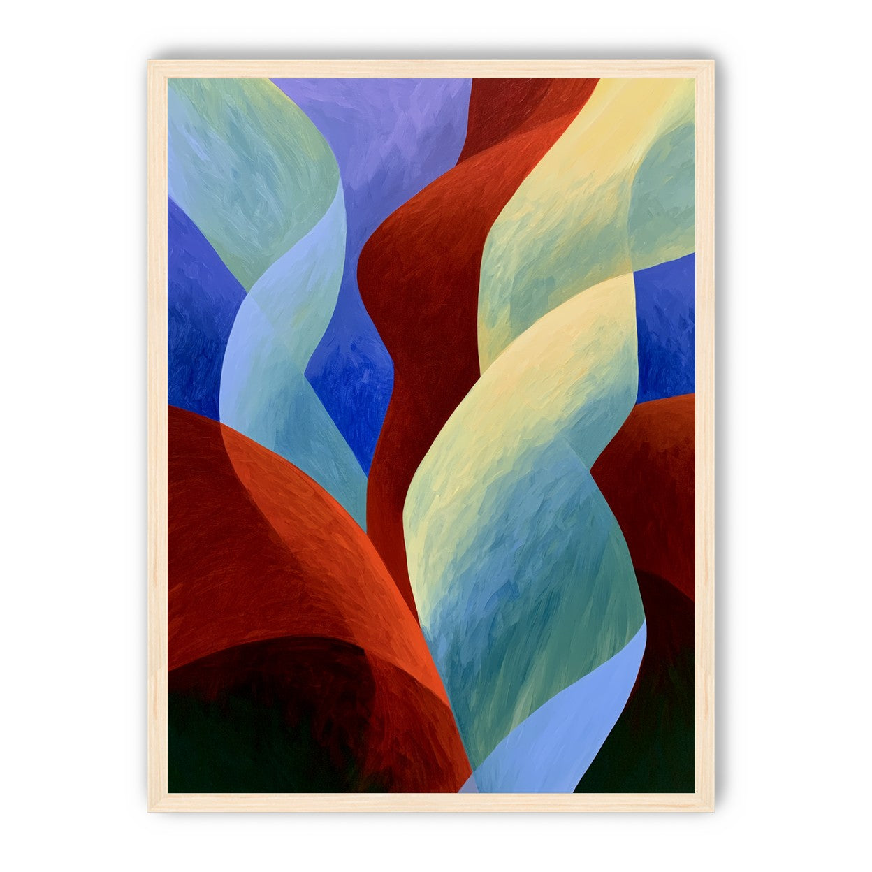 Red slips through cool blues