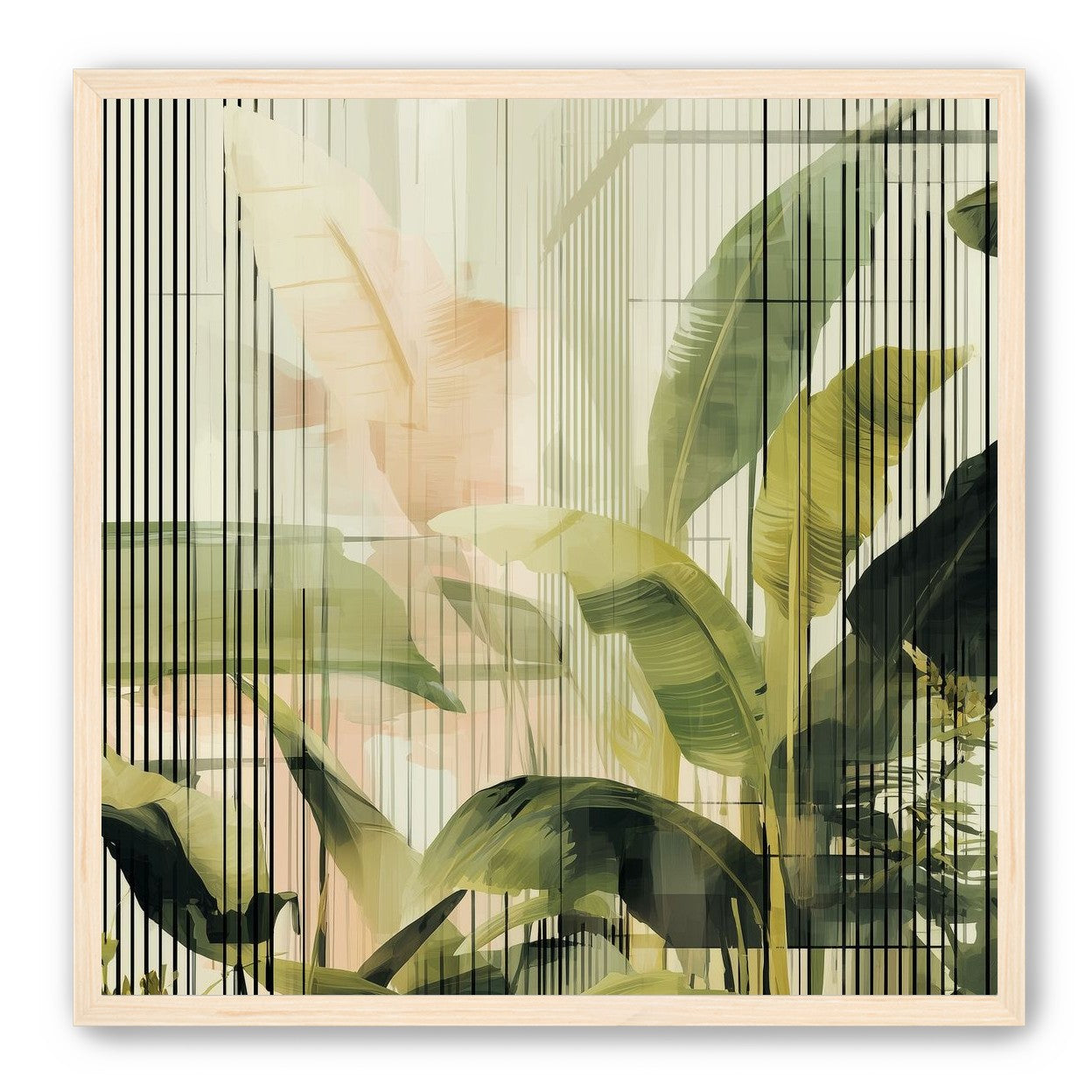 Green leaves in peach light