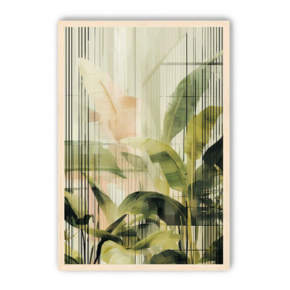 Green leaves in peach light