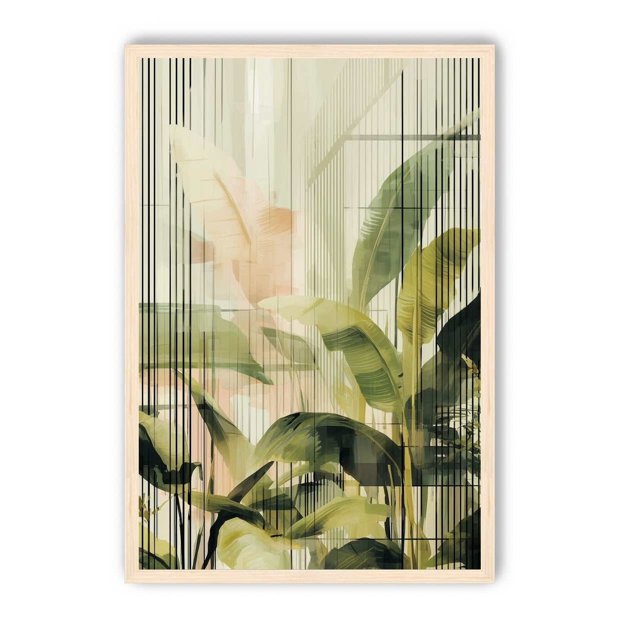 Green leaves in peach light