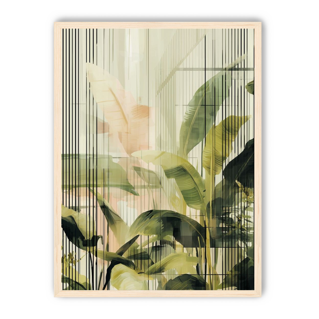 Green leaves in peach light