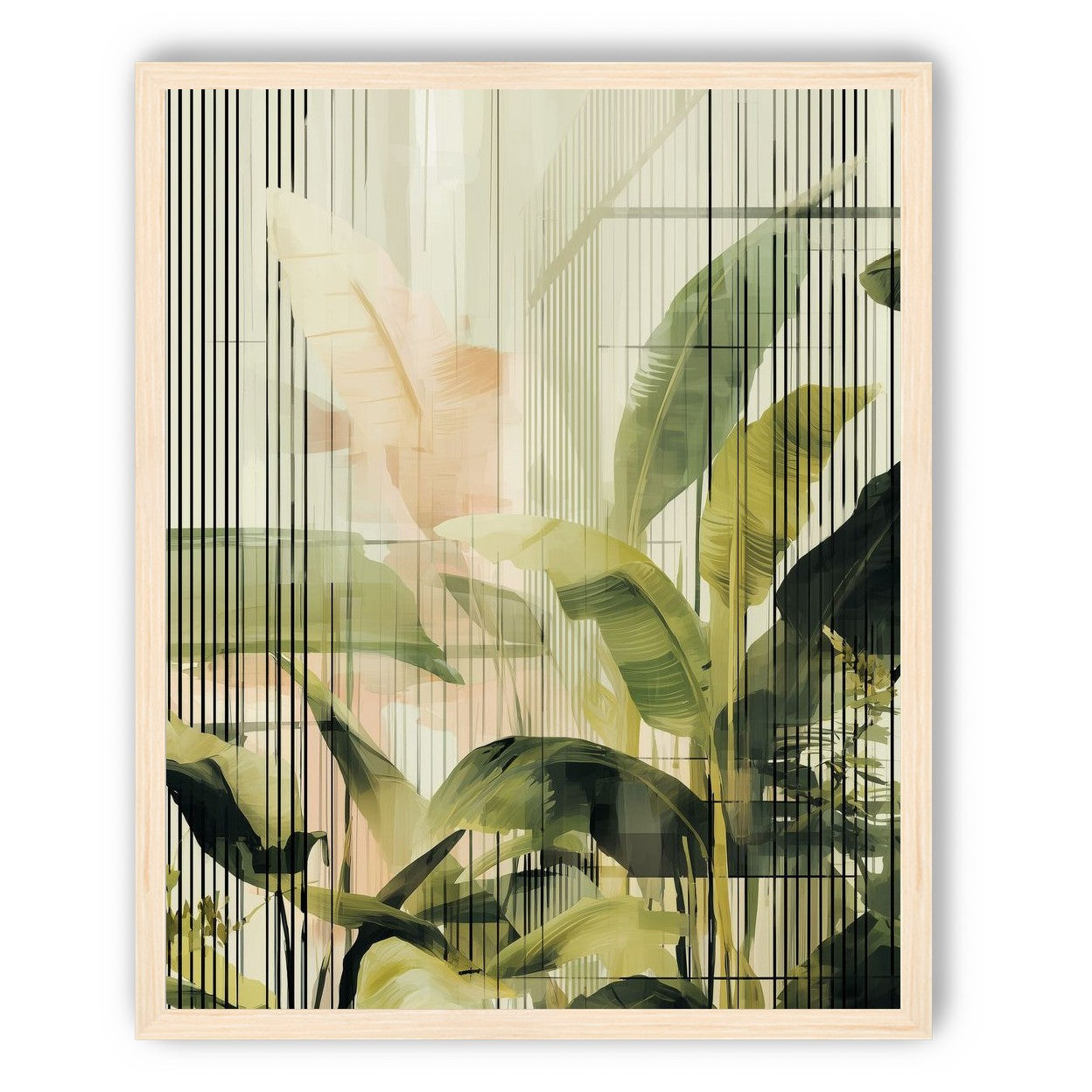 Green leaves in peach light