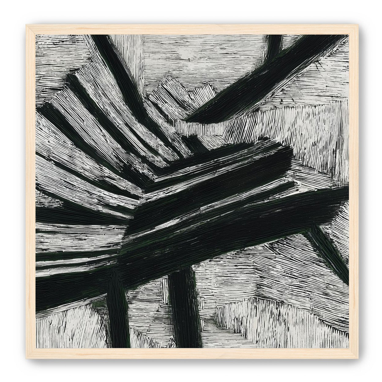 Black cuts through white grain