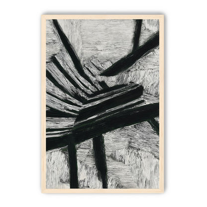 Black cuts through white grain
