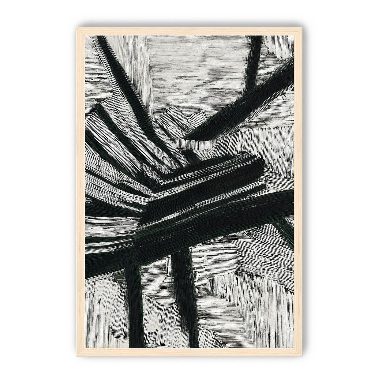 Black cuts through white grain