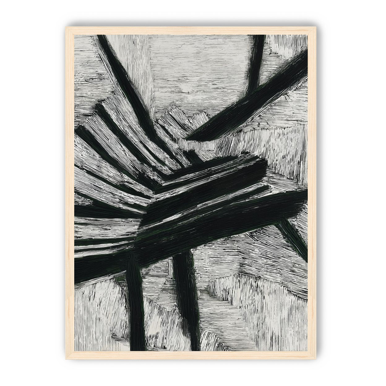 Black cuts through white grain