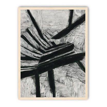 Black cuts through white grain