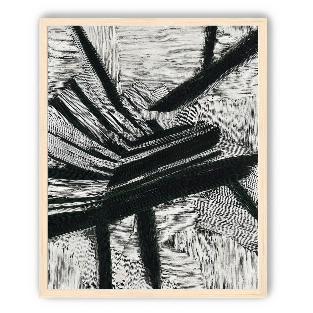 Black cuts through white grain