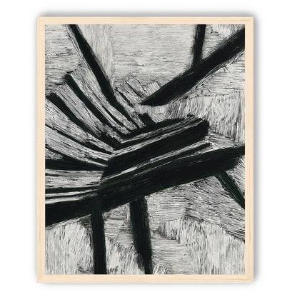 Black cuts through white grain